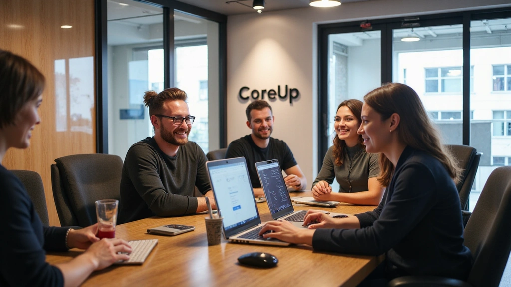 Ufficio CoreUp con persone che lavorano e sorridono