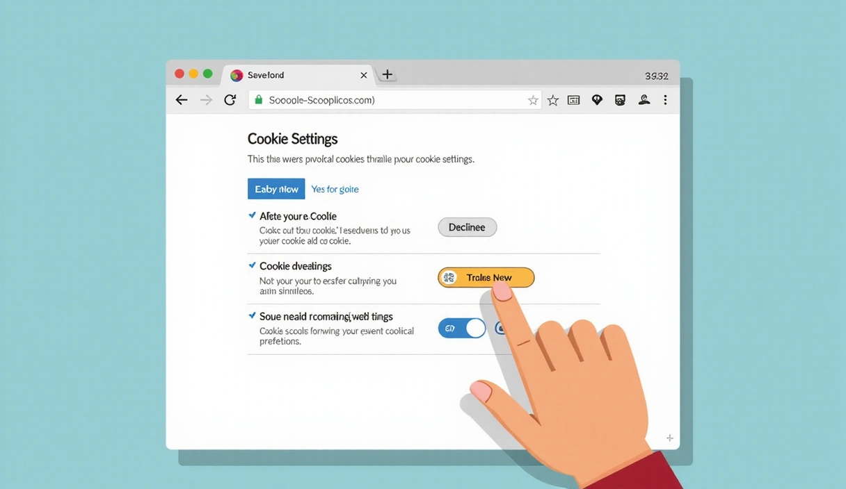 Illustrazione di un utente che gestisce le impostazioni dei cookie sul proprio browser web