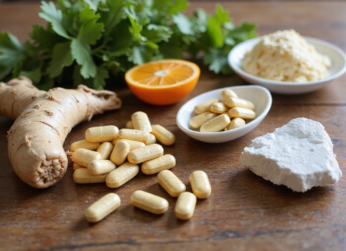 Ingredienti naturali come ginseng, vitamine e minerali