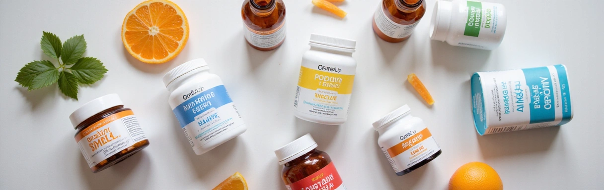 Assortimento di integratori CoreUp disposti su una superficie chiara
